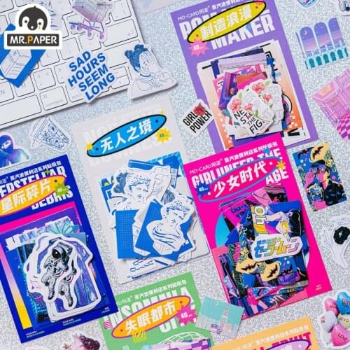 Mr.Paper 6 Design Coated Paper Sticker Pack Steamwave Convenience Store Series Mini Decoration DIY Pocket Sticker