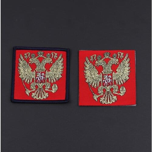 2021 New square Russian national emblem Embroidery Patch Tactical Emblem Appliques Russia Soldier Embroidered Badges