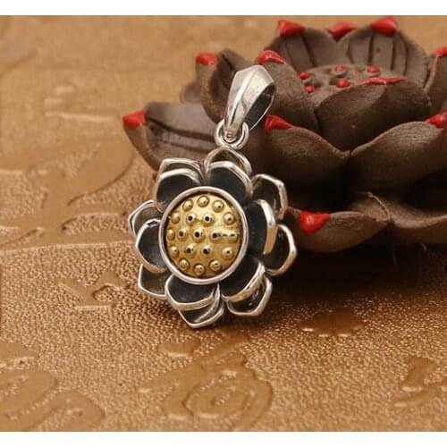 NEW! 100% 925 Silver Lotus Pendant Real Sterling Flower Pendant Pure Silver Lotus Flower Pendant