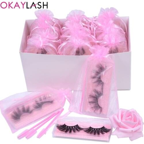 OKAYLASH 100/50pairs Wholesale 25mm Vegan Faux Mink Eyelashes Fluffy Soft High Volume Big Eye Lashes vendors in Bulk