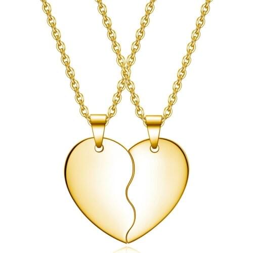 316L Stainless Steel Love Splicing Couple Necklace A Pair Of Love Simple Couple Pendant Necklace No Fade