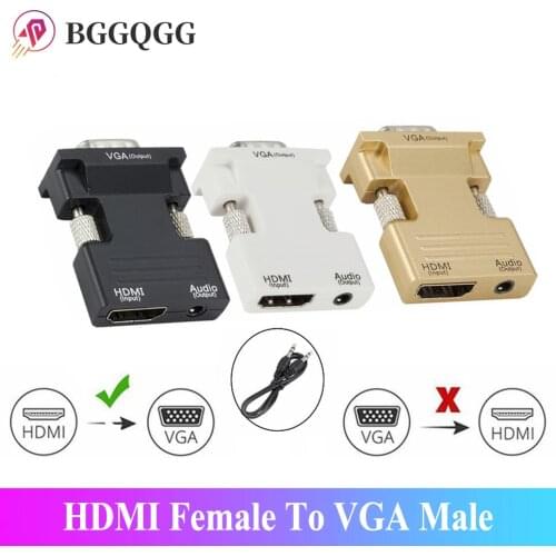 HDMI Female To VGA Male Converter 1080P HDMI To VGA Adapter Digital To Analog Audio Video Adapter for PC Laptop TV Box Projector