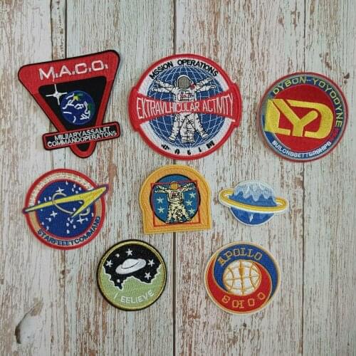 Iron-on embroidery ufo letter space spaceman star cartoon patches EE-19