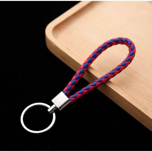 Weaving pu leather rope key chain high grade car give practical small gift key ring couple pendant factory stock