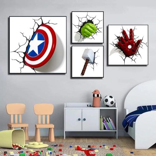 Full Square Round Diamond Painting Marvel Superhero Thor Hammer Captain America Shield Embroidery Mosaic Cross Stitch Home Decor