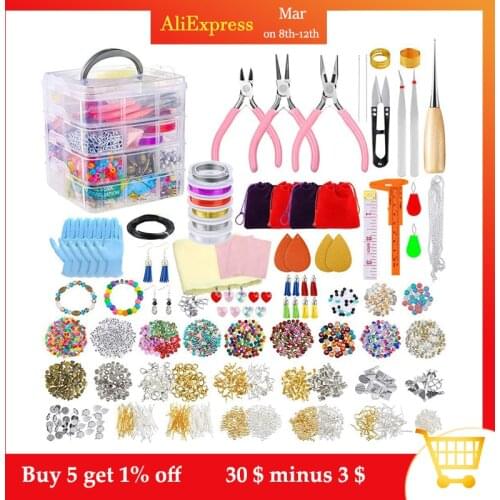Jewelry Making Supplies DIY Kit with Beads Charms Findings Jewellery Pliers Beading Wire for Necklace Bracelet Earrings