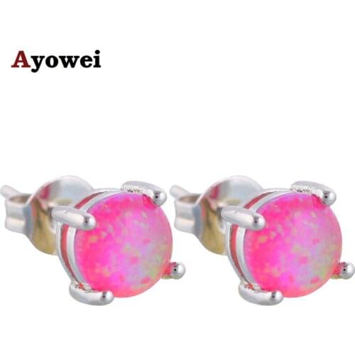 Simple style Wholesale & Retail purple Fire Opal 925 Silver Stud Earrings Fashionl Jewelry*Opal Jewelry OE121A