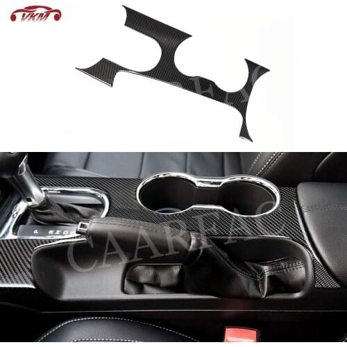 Real Carbon Fiber Car Gear Shift Panel Trim Frame Cover For Ford Mustang LHD 2015 -2017 Center Console Sticker