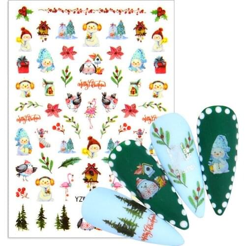 Christmas Nail Stickers Winter Snowflake Santa Claus Elk Snowman Decals for New Year DIY Nail Art Decoration Xmas Gift