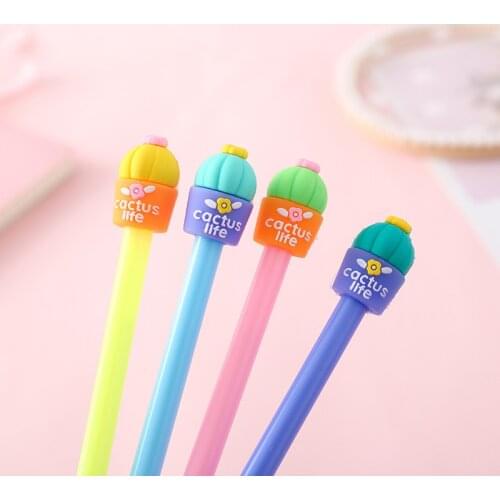 40 pcs/lot Fresh Cactus Gel Pen Cute 0.5 mm black Ink signature Pen Promotional Gift Stationery School Supplies