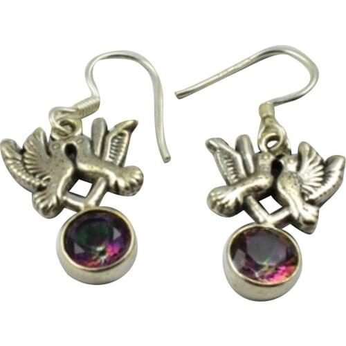LoveGem Genuine Mystic Topaz EARRINGS 925 Sterling Silver, 33mm, AE2280