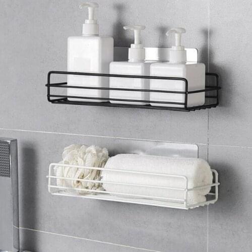 Japanese-Style Wrought Iron Wall-Mounted Rack Without Punching Home Bathroom Shower Rack Kitchen Rack