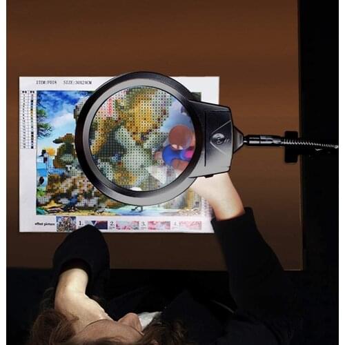 5D Diamond Painting Tools, LED Light with Magnifiers for Diamond Painting, 2.25X & 5X Magnifier LED Light with Clip and Flexible