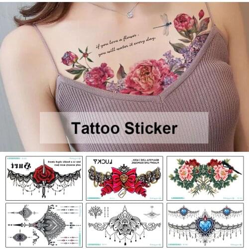 One time Beauty sternoclavicle abdomen covering tattoos flower animal Necklace shape water transfer tattoo sticker RA021