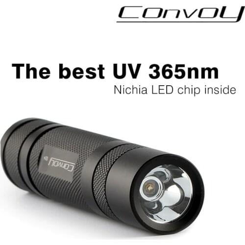 Convoy S2+ UV Led 365nm UV Flashlight Ultraviolet Flashlight ,Nichia 365UV in side for Fluorescent Agent Detection -Black