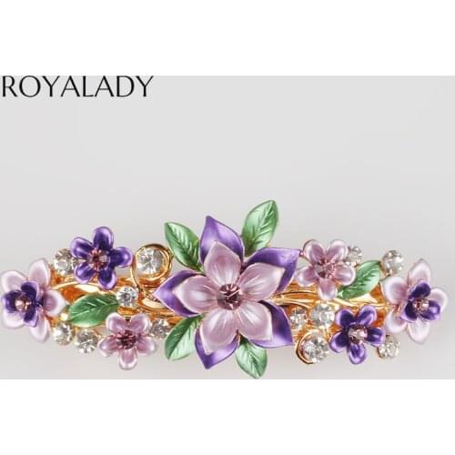 Beautiful Handmade Flower Hair Clip Barrettes Fashion Crystal Hairpin Women Wedding Hair Accessories Violet Flower Hair Jewelry