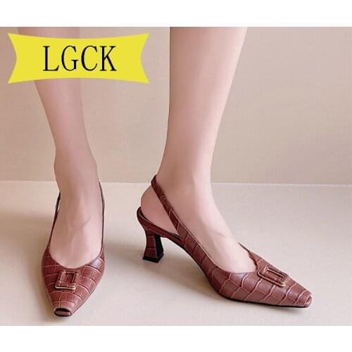 Plus Size 34-43 Fashion Sandals Genuine Cow Leather Summer Sandals Woman Shoes Chunky Heels INS Hot Shoes Office Woman Sandals