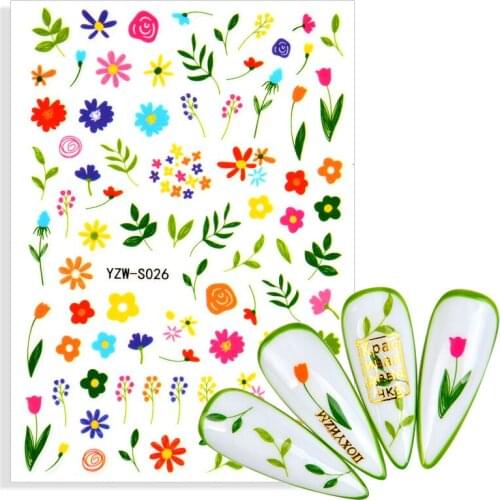1 Sheet Nail Sticker Flower Adhesive DIY Manicure Slider 3D Nail Stickers Blooming Flower Leaf Decals Adhesive Manicure