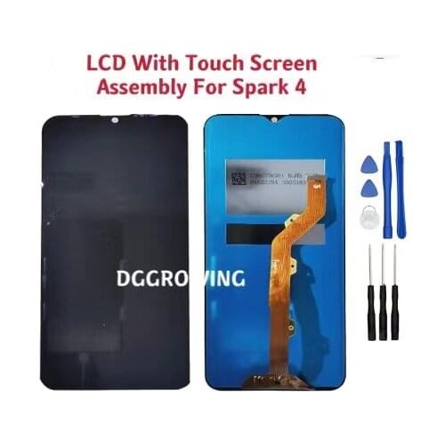 10 PCS/Lot Tested Quality 6.52" Display For Tecno Spark 4 KC8 LCD Touch Screen Assembly Free Open Tools