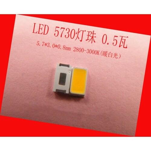 100piece/lot for High Bright Rectangle LED 5730 3V LEDs SMD SMT 0.5 W 55 to 60 Lumen Warm white light emitting diode
