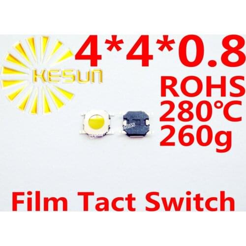 1000PCS SMD 4X4X0.8MM Film Tactile Tact Push Button Micro Switch Momentary ROHS