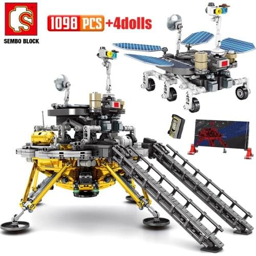 SEMBO 1098PCS City Space Exploration Mars Probe Lander Model Building Blocks Lunar Rocket Set Figures Bricks Toys for Children