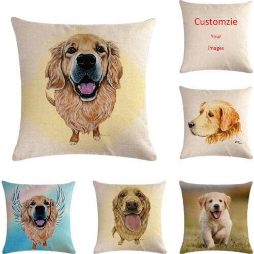 45cm*45cm dog of golden retriever head painting linen/cotton throw pillow covers couch cushion cover home decorative pillows
