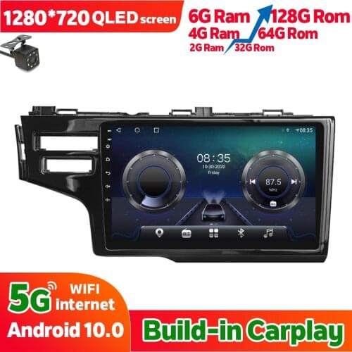 6GB Ram 128GB Rom Car Radio Navigation GPS For HONDA Jazz FIT 2 Holes 2014 Android 10 Stereo Head Unit Autoradio Multimedia