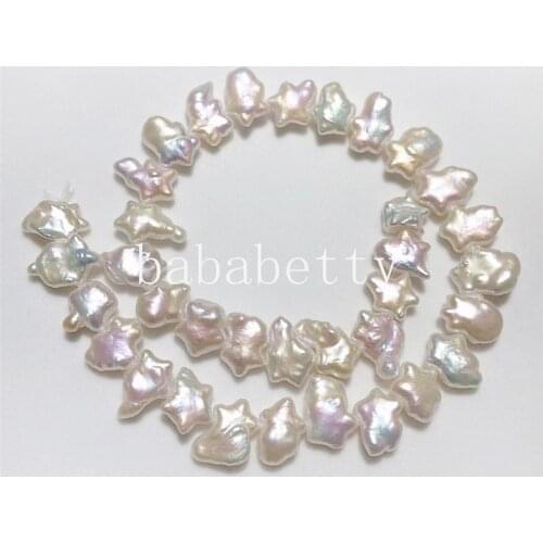 White FRESHWATER PEARLS STRAND AAA Reborn keshi Nucleated Baroque pearl loose beads around 40CM