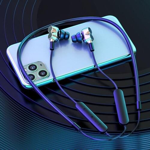 Wireless Neckband Bluetooth Headset Stereo Music Large Capacity Battery Fitness Cycling Running Dual Motion Sport Gaming Earbud