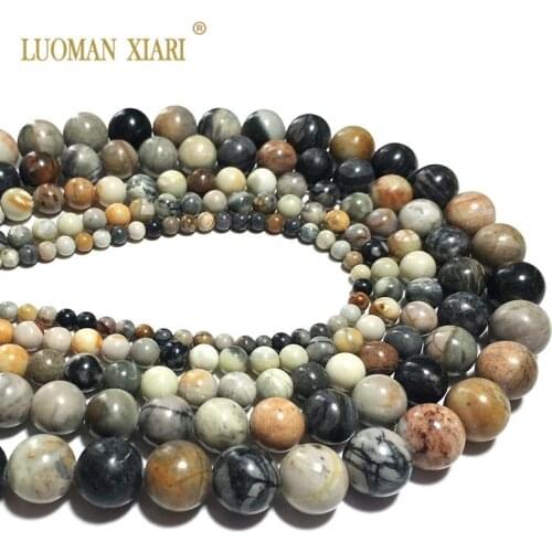 Wholesale Natural American Picasso Round Shape Natural Stone Beads For Jewelry Making DIY Bracelet 4/6/8/10/12 mm Strand 15