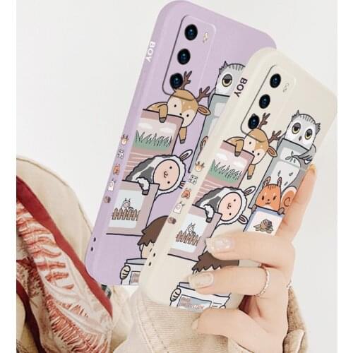 Newspaper Fawn Phone Case For Huawei P40 P40Lite P30 P20 Mate 40 40Pro 30 20 Pro Lite P Smart 2021 Y7a Liquid Silicone Cover