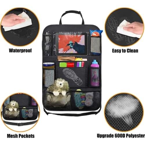 Car Backseat Organizer Storage Pocket Black Automotive Purse Holder Suitable for Ipad Book Beverage