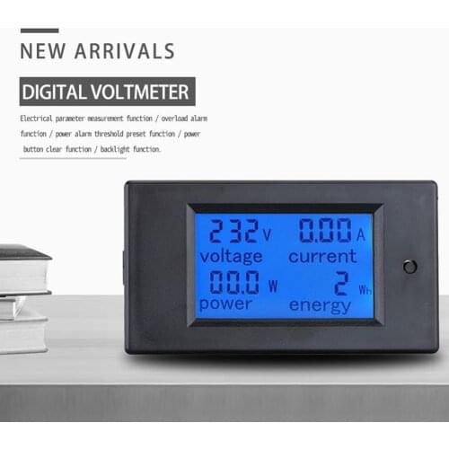 100a Dc Digital Watt Kwh Current Power Energy Meter Ammeter Voltmeter DC Digital Voltmeter Panel Meter