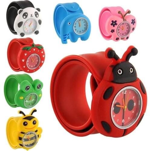 Children Kids Cartoon Snap On Cute Silicone Band Quartz Wrist Watch Gift Silicone childrens watch