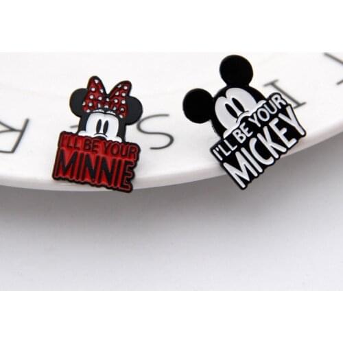 Disney Mickey Minnie Mouse Brooches Cartoon Cute Metal Stoving Varnish Enamel Pins Badge Jewelry
