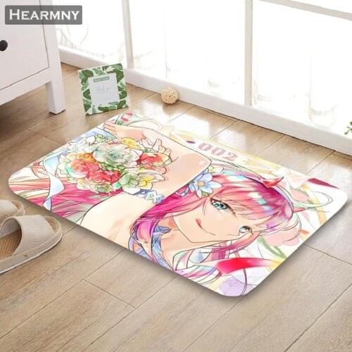 Custom Zero Two Doormat Floor/Bath/Kitchen/Beach Mat Flannel Sponge Fabric 3D Printed Shaggy Decoration For Bedroom