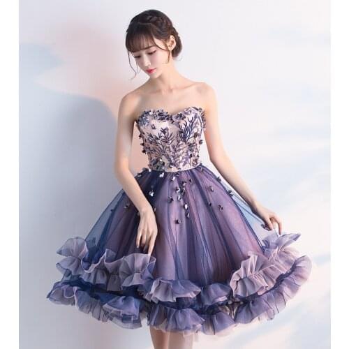 Elegant Purple Homecoming Dresses Off The Shoulder Sweetheart Three-dimensional Bubble Skirt Flower A Line Party Prom Dresses
