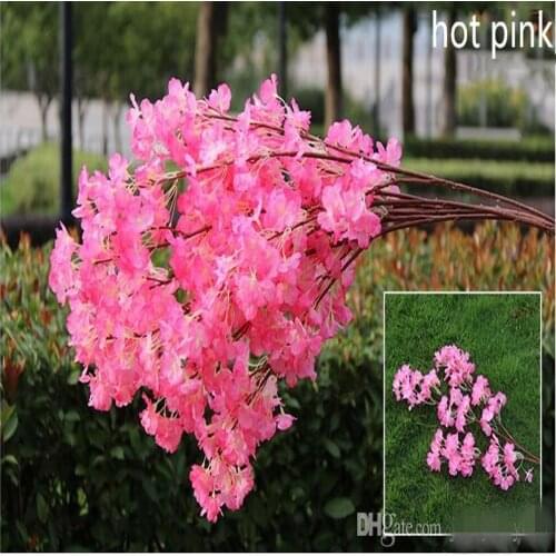 100CM Long Artificial Cherry Blossom Fake Flower Garland 3 Forks Cherry Branch For Wedding Party Decoration Supplies