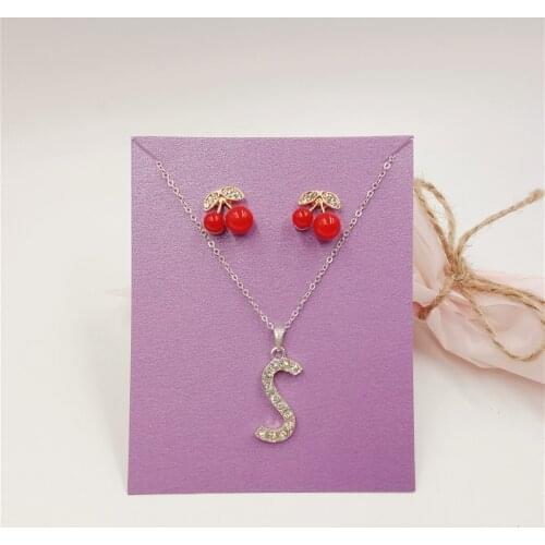 Jewelry Display Card Purple White Brown Blank Packing With A Set Of Earring And Necklace Card 10x8cm 24Pcs/Lot Slot Square