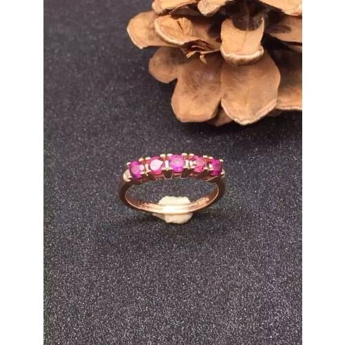 Natural red ruby gem Ring Natural gemstone ring 925 sterling silver trendy Slender elegant array women party fine Jewelry
