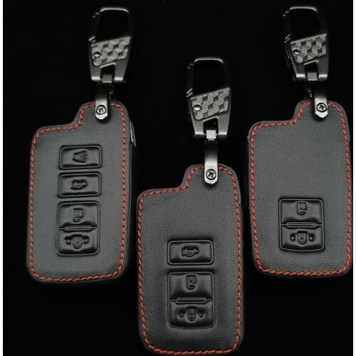 Leather Car Key Case For Toyota Camry Avalon Rav4 2013 2014 2015 2/3/4 Button Keyless Remote Smart Key Protector Cover Keychain