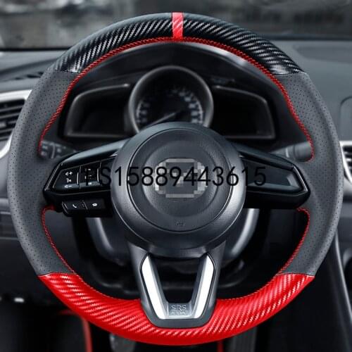 DIY Leather hand sewn steering wheel cover for Mazda 3 onkseraatz suede CX4 horse 6cx5 Xingcheng 323