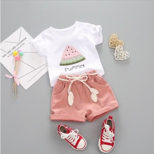 Summer girls clothing sets children cherry sweet little girls top+shorts 2pcs suit kids tracksuits for girls summer clothes