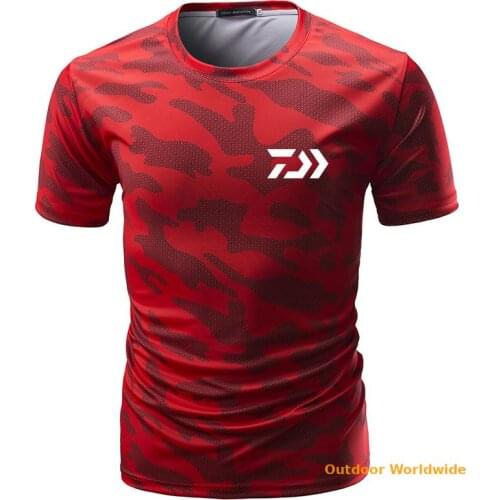 Summer Daiwa Clothes for Fishing Camouflage Outdoor Tshirt Breathable Letter Short Sleeve Top Sport Quality Tee