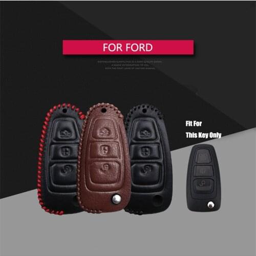 Best Sale Leather 3Button Flip Car Key Case Cover For Ford Focus 2 3 For Ford Fiesta Key Holder Key Parts Skin Shell