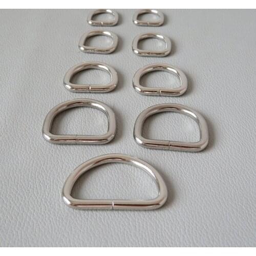 10Pcs 10mm 12mm 15mm 20mm 25mm 32mm Metal Semi-Circular D Ring Buckle Strap Loop For Bag Backpack Pet Dog Collar Clasp Accessory