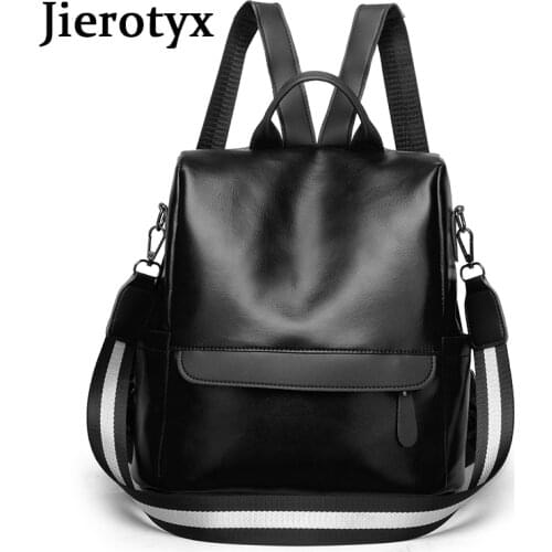 JIEROTYX Chic Trendy Womens Backpack 2020 Leather Teenage Girl Schoolbags High Quality Travel Retro Female Backpack Sac Dos