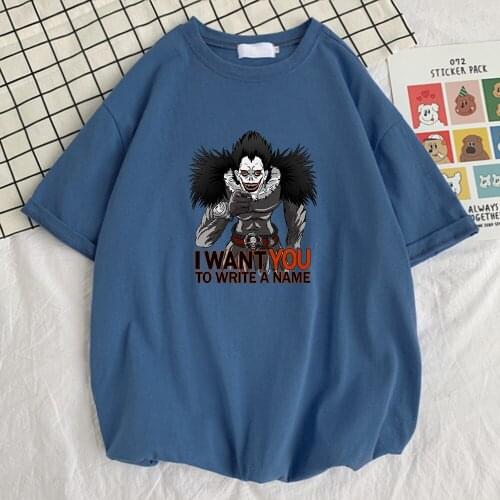 I Want You To Write A Name Death Note Print Mens T-Shirts Fashion Fit Tshirts Simplicity Quality T Shirts Cool Oversize Man Top