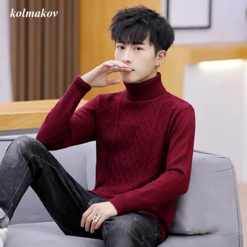 2020 New Arrival Autumn Style Men Boutique Turtleneck Pullovers Sweater Fashion Casual High Quality Solid Mens Leisure Sweater